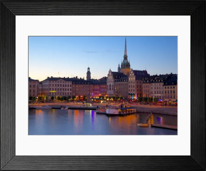 Framed Print : Gamla Stan and Riddarholmen with spire of Riddarholmskyrkan (Riddarholmen Church) at dusk, Stockholm, Sweden, Scandinavia, Europe Framed Print : Gamla Stan and Riddarholmen with spire of Riddarholmskyrkan (Riddarholmen Church) at dusk, Stockholm, Sweden, Scandinavia, Europe