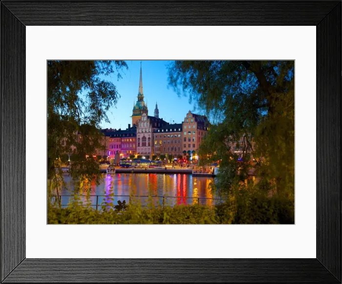 Framed Print : Gamla Stan and Riddarholmen with spire of Riddarholmskyrkan (Riddarholmen Church) at dusk, Stockholm, Sweden, Scandinavia, Europe Framed Print : Gamla Stan and Riddarholmen with spire of Riddarholmskyrkan (Riddarholmen Church) at dusk, Stockholm, Sweden, Scandinavia, Europe