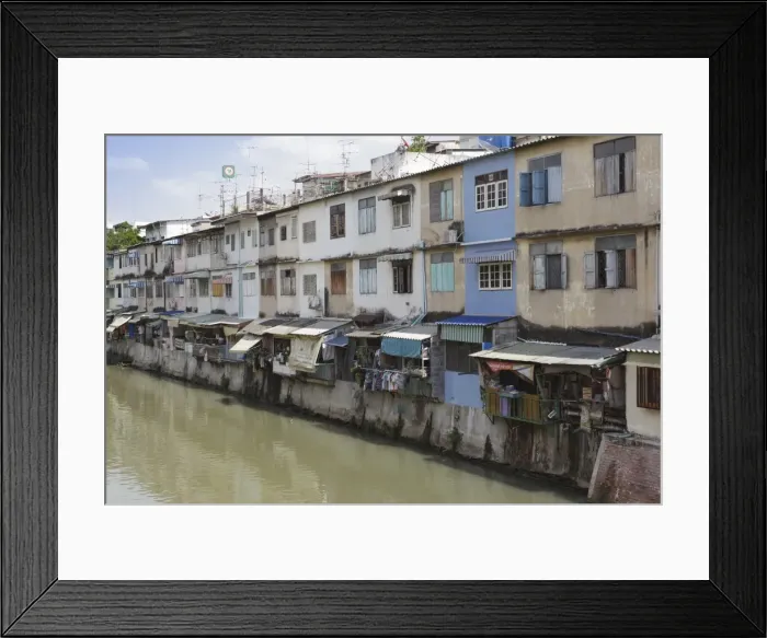 Framed Print : Flats and apartments by the canal, Banglamphu, Bangkok, Thailand, Southeast Asia, Asia Framed Print : Flats and apartments by the canal, Banglamphu, Bangkok, Thailand, Southeast Asia, Asia