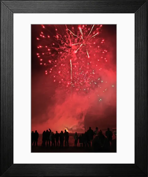 Framed Print : Villagers at firework display, Widecombe-in-the-Moor, Dartmoor, Devon, England, United Kingdom, Europe