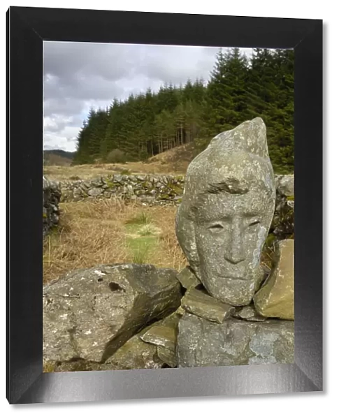 Stone sculpture called Quorum, by Matt Baker and Doug Cocker, near Black Loch, Galloway Forest, Dumfries and Galloway, Scotland, United Kingdom, Europe