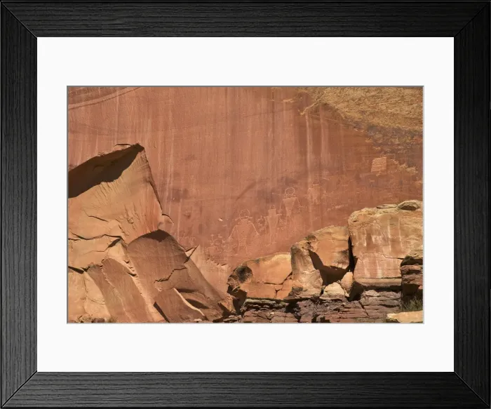 Framed Print : Fremont Indian petroglyphs in Capitol Reef National Park, Utah, United States of America, North America Framed Print : Fremont Indian petroglyphs in Capitol Reef National Park, Utah, United States of America, North America