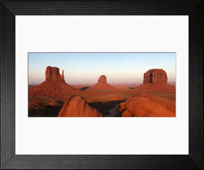 Framed Print : Panoramic photo of the Mittens at dusk, Monument Valley Navajo Tribal Park, Utah, United States of America, North America Framed Print : Panoramic photo of the Mittens at dusk, Monument Valley Navajo Tribal Park, Utah, United States of America, North America