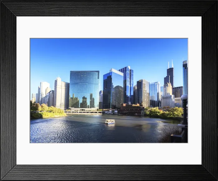 Framed Print : Skyscrapers follow the curve of the Chicago River, Chicago, Illinois, United States of America, North America Framed Print : Skyscrapers follow the curve of the Chicago River, Chicago, Illinois, United States of America, North America