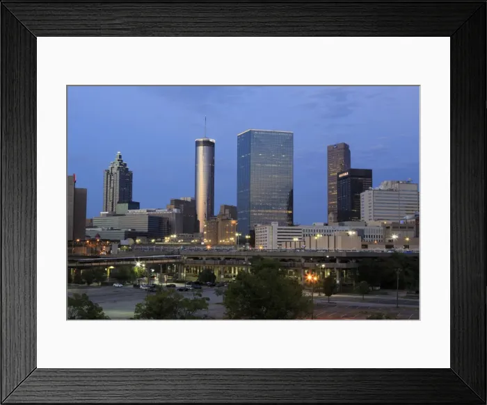 Framed Print : City skyline at dusk, Atlanta, Georgia, United States of America, North America Framed Print : City skyline at dusk, Atlanta, Georgia, United States of America, North America