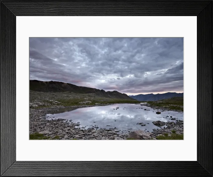 Framed Print : Clouds reflected in a tarn at Stony Pass, San Juan National Forest, Colorado, United States of America, North America