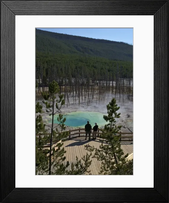 Framed Print : Visitors at Cistern Spring, Norris Geyser Basin, Yellowstone UNESCO World Heritage Site, Wyoming, United States of America, North America Framed Print : Visitors at Cistern Spring, Norris Geyser Basin, Yellowstone UNESCO World Heritage Site, Wyoming, United States of America, North America