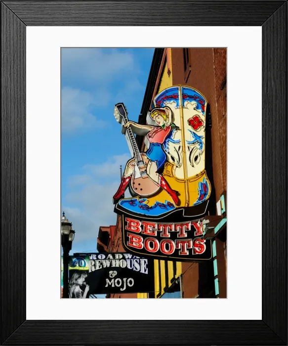 Framed Print : Betty Boots womens boot shop in Honky Tonk, Nashville, Tennessee, United States of America, North America Framed Print : Betty Boots womens boot shop in Honky Tonk, Nashville, Tennessee, United States of America, North America