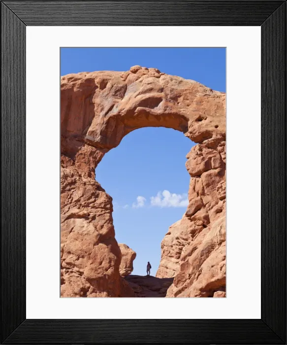 Framed Print : Lone hiker in Turret Arch, Arches National Park, near Moab, Utah, United States of America, North America Framed Print : Lone hiker in Turret Arch, Arches National Park, near Moab, Utah, United States of America, North America