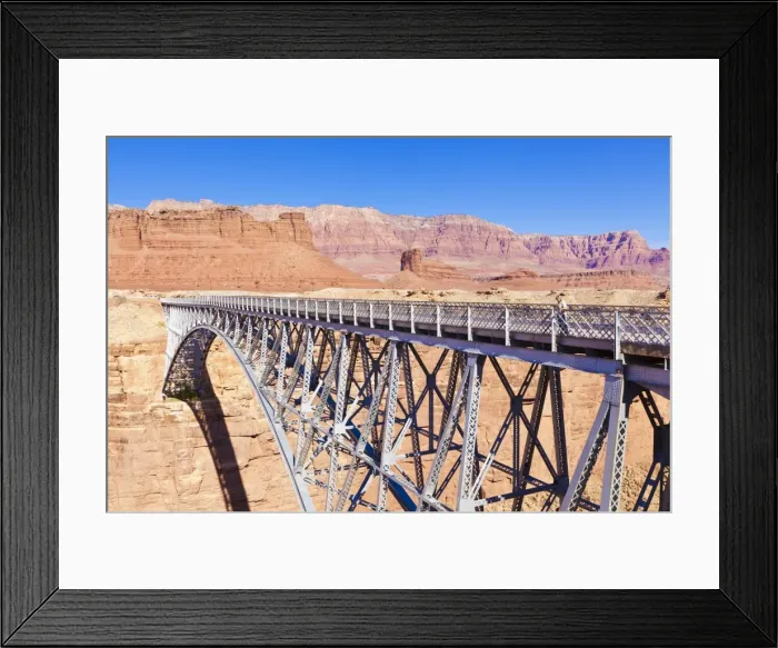 Framed Print : Lone tourist on Old Navajo Bridge over Marble Canyon and Colorado River, near Lees Ferry, Arizona, United States of America, North America Framed Print : Lone tourist on Old Navajo Bridge over Marble Canyon and Colorado River, near Lees Ferry, Arizona, United States of America, North America