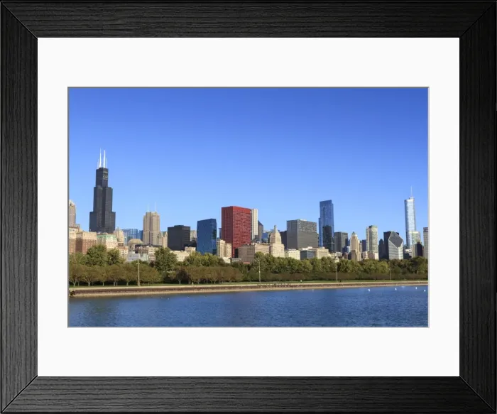 Framed Print : Chicago skyline and Lake Michigan with the Willis Tower, formerly the Sears Tower on the left, Chicago, Illinois, United States of America, North America Framed Print : Chicago skyline and Lake Michigan with the Willis Tower, formerly the Sears Tower on the left, Chicago, Illinois, United States of America, North America