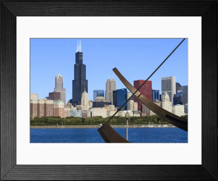Framed Print : Chicago cityscape from Lake Michigan, the Adler Planetarium Sundial in the foreground with the Willis Tower, formerly the Sears Tower, beyond, Chicago, Illinois, United States of America, North America Framed Print : Chicago cityscape from Lake Michigan, the Adler Planetarium Sundial in the foreground with the Willis Tower, formerly the Sears Tower, beyond, Chicago, Illinois, United States of America, North America