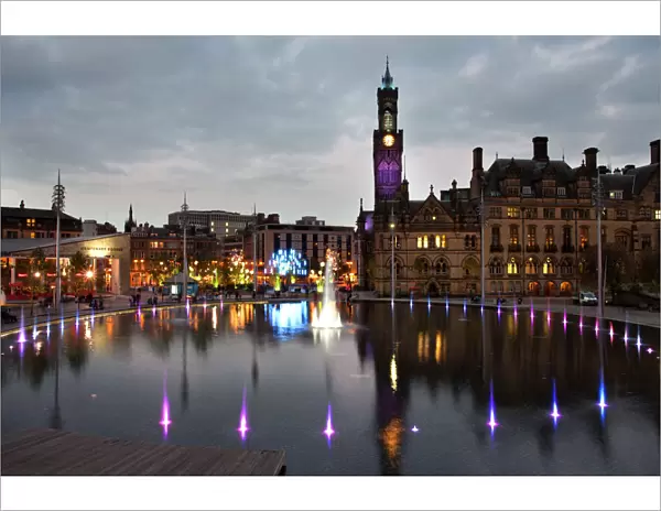 Bradford City Park and Garden of Light Display in Centenary Square, Bradford, West Yorkshire, Yorkshire, England, United Kingdom, Europe