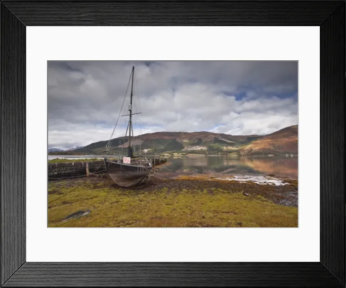 Framed Print : An old boat sits on the shore of Loch Leven in Glencoe, Highlands, Scotland, United Kingdom, Europe Framed Print : An old boat sits on the shore of Loch Leven in Glencoe, Highlands, Scotland, United Kingdom, Europe