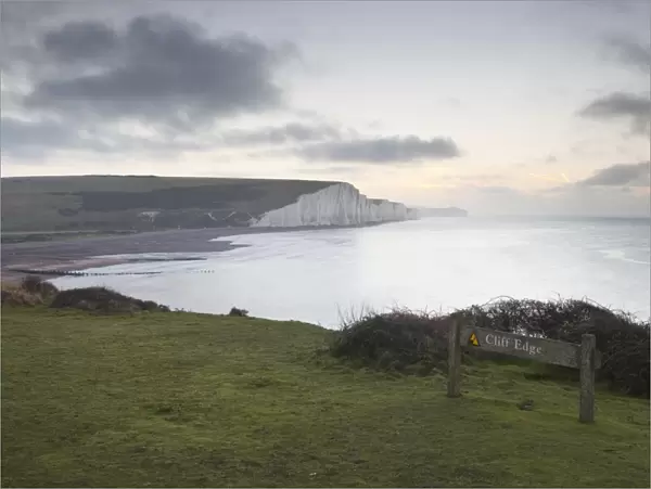 The white cliffs of the Seven Sisters in the South Downs National Park, East Sussex, England, United Kingdom, Europe