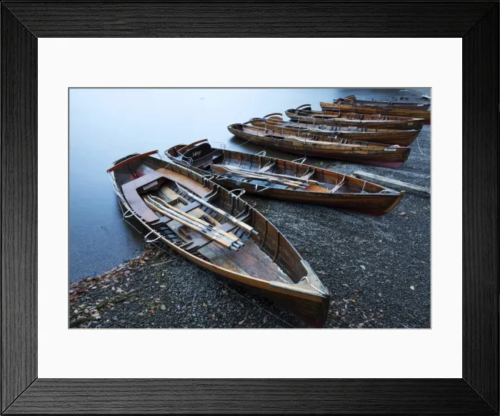 Framed Print : Rowing boats on the Lakeshore, Derwentwater, Keswick, Lake District National Park, Cumbria, England, United Kingdom, Europe Framed Print : Rowing boats on the Lakeshore, Derwentwater, Keswick, Lake District National Park, Cumbria, England, United Kingdom, Europe