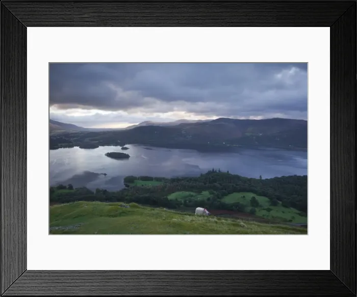 Framed Print : Derwent Water under a cold sunrise in October, Lake District National Park, Cumbria, England, United Kingdom, Europe Framed Print : Derwent Water under a cold sunrise in October, Lake District National Park, Cumbria, England, United Kingdom, Europe