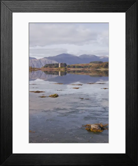 Framed Print : Castle Stalker reflecting into the waters of Loch Laich, Argyll and Bute, Scotland, United Kingdom, Europe Framed Print : Castle Stalker reflecting into the waters of Loch Laich, Argyll and Bute, Scotland, United Kingdom, Europe