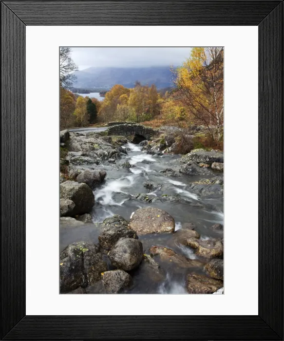 Framed Print : Ashness Bridge in autumn near Keswick, Lake District National Park, Cumbria, England, United Kingdom, Europe