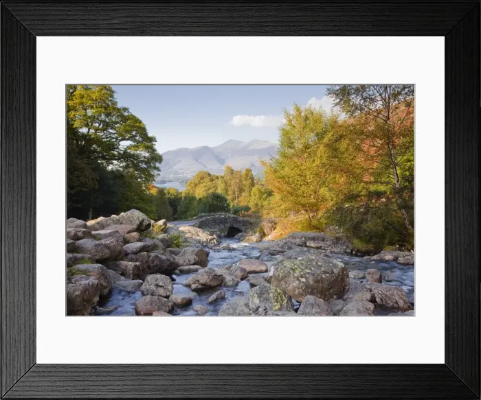 Framed Print : Ashness Bridge with the Skiddaw range near to Keswick, Lake District National Park, Cumbria, England, United Kingdom, Europe Framed Print : Ashness Bridge with the Skiddaw range near to Keswick, Lake District National Park, Cumbria, England, United Kingdom, Europe