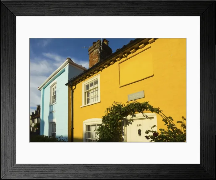 Framed Print : Colourful cottages at the south end of the High Street of this popular unspoiled seaside town, Aldeburgh, Suffolk, England, United Kingdom, Europe Framed Print : Colourful cottages at the south end of the High Street of this popular unspoiled seaside town, Aldeburgh, Suffolk, England, United Kingdom, Europe