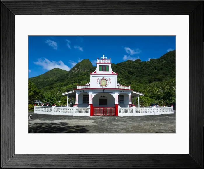 Framed Print : Church in Afono on Tutuila, American Samoa, South Pacific, Pacific