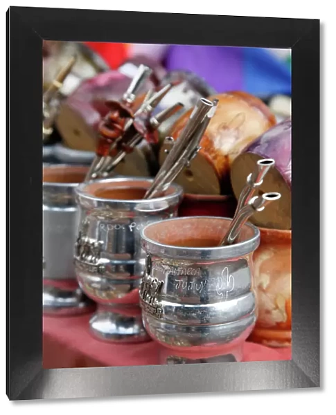 Mate cups for sale at the market in Purmamarca, Quebrada de Humahuaca, Jujuy Province, Argentina, South America