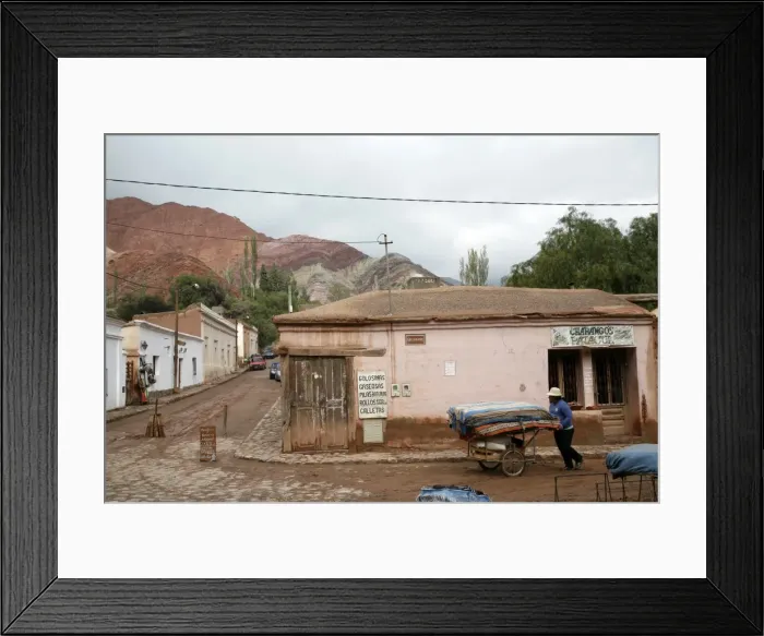 Framed Print : Street scene in Purmamarca with the Mountain of Seven Colors in the background, Purmamarca, Quebrada de Humahuaca, UNESCO World Heritage Site, Jujuy Province, Argentina, South America Framed Print : Street scene in Purmamarca with the Mountain of Seven Colors in the background, Purmamarca, Quebrada de Humahuaca, UNESCO World Heritage Site, Jujuy Province, Argentina, South America