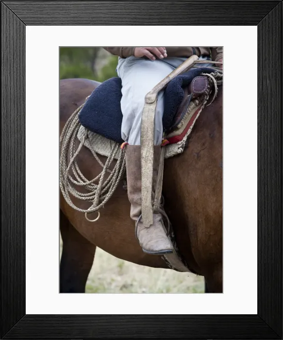 Framed Print : Gaucho detail at the Huechahue Estancia, Patagonia, Argentina, South America