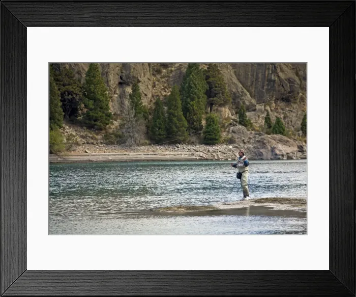 Framed Print : Fly fishing at the Limay River in the lake district, Patagonia, Argentina, South America Framed Print : Fly fishing at the Limay River in the lake district, Patagonia, Argentina, South America