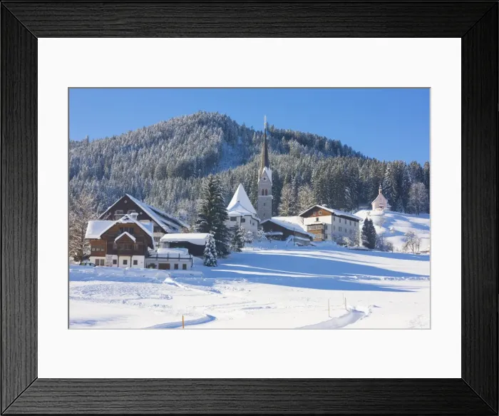 Framed Print : Gosau in winter, Gosau, Salzkammergut, Austria, Europe Framed Print : Gosau in winter, Gosau, Salzkammergut, Austria, Europe