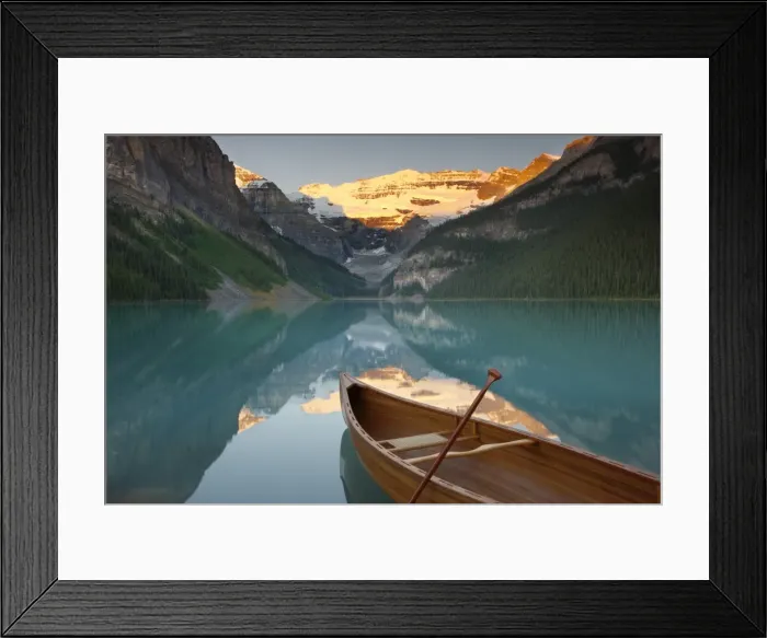 Framed Print : Canoe on Lake Louise at sunrise, Banff National Park, UNESCO World Heritage Site, Alberta, Rocky Mountains, Canada, North America Framed Print : Canoe on Lake Louise at sunrise, Banff National Park, UNESCO World Heritage Site, Alberta, Rocky Mountains, Canada, North America