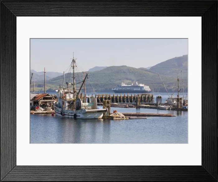 Framed Print : Cruise ship passing harbour, Alert Bay, British Columbia, Canada, North America Framed Print : Cruise ship passing harbour, Alert Bay, British Columbia, Canada, North America