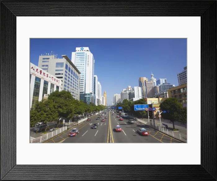 Framed Print : Downtown traffic, Shenzhen, Guangdong, China, Asia Framed Print : Downtown traffic, Shenzhen, Guangdong, China, Asia
