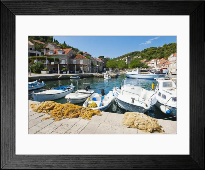 Framed Print : Fishing boats in Sipan harbor, Sipan Island, Elaphiti Islands, Dalmatian Coast, Adriatic, Croatia, Europe Framed Print : Fishing boats in Sipan harbor, Sipan Island, Elaphiti Islands, Dalmatian Coast, Adriatic, Croatia, Europe