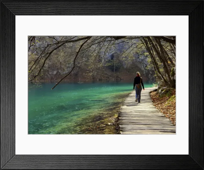 Framed Print : Visitor on wooden walkway path over Crystal Clear Waters of Plitvice Lakes National Park, UNESCO World Heritage Site, Plitvice, Croatia, Europe Framed Print : Visitor on wooden walkway path over Crystal Clear Waters of Plitvice Lakes National Park, UNESCO World Heritage Site, Plitvice, Croatia, Europe