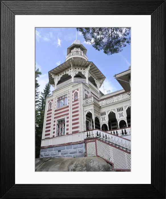 Framed Print : Rauhalinna Villa, built in 1900 in Oriental Russian style, Lehtiniemi village, near Savonlinna, Finland, Scandinavia, Europe Framed Print : Rauhalinna Villa, built in 1900 in Oriental Russian style, Lehtiniemi village, near Savonlinna, Finland, Scandinavia, Europe