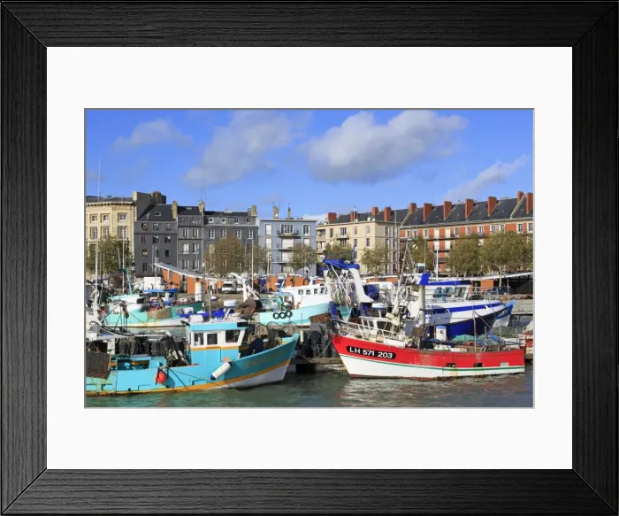 Framed Print : Fishing fleet in Le Havre, Normandy, France, Europe Framed Print : Fishing fleet in Le Havre, Normandy, France, Europe