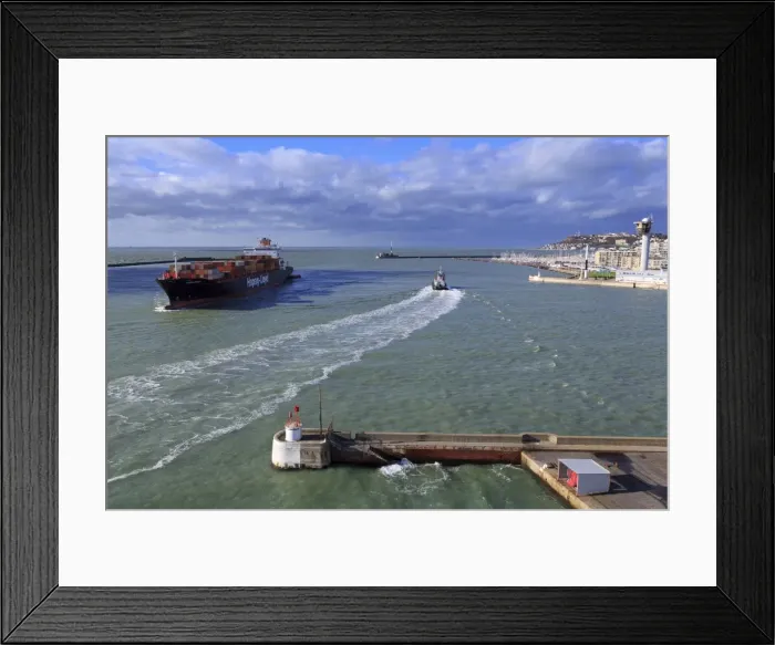 Framed Print : Ship in Le Havre Port, Normandy, France, Europe