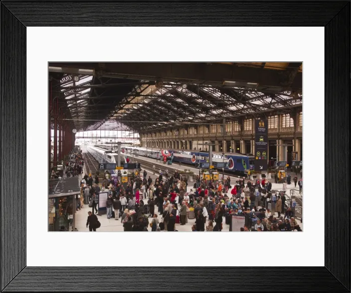 Framed Print : Crowds of people in the Gare de Lyon, Paris, France, Europe Framed Print : Crowds of people in the Gare de Lyon, Paris, France, Europe