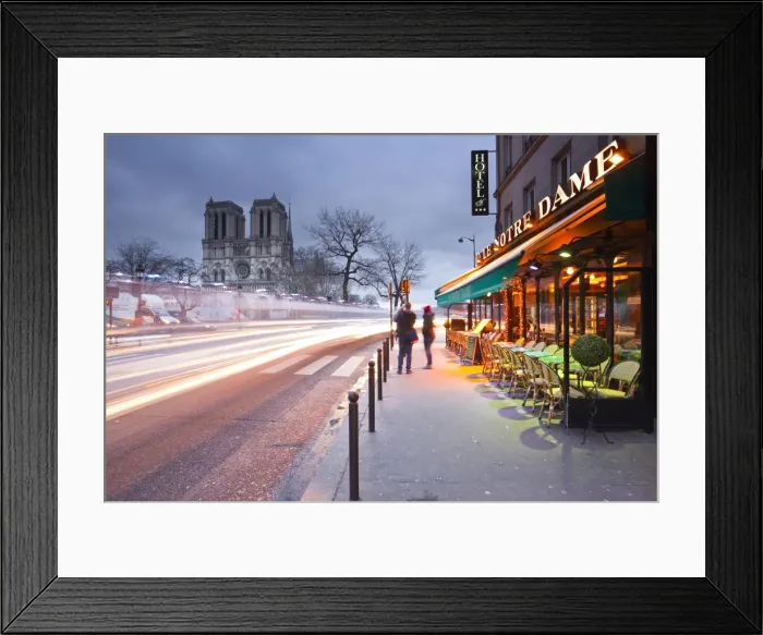 Framed Print : Tourists stop to photograph Notre Dame de Paris cathedral at dawn, Paris, France, Europe Framed Print : Tourists stop to photograph Notre Dame de Paris cathedral at dawn, Paris, France, Europe