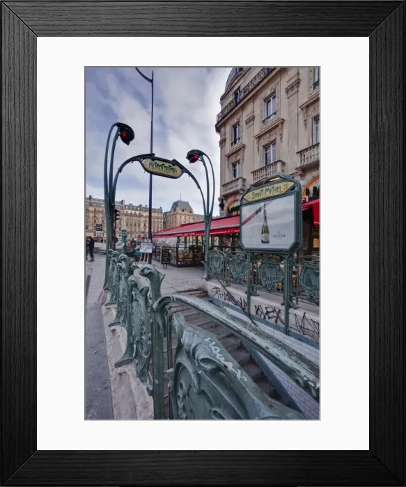 Framed Print : The art nouveau metro entrance at Saint Michel, Paris, France, Europe Framed Print : The art nouveau metro entrance at Saint Michel, Paris, France, Europe