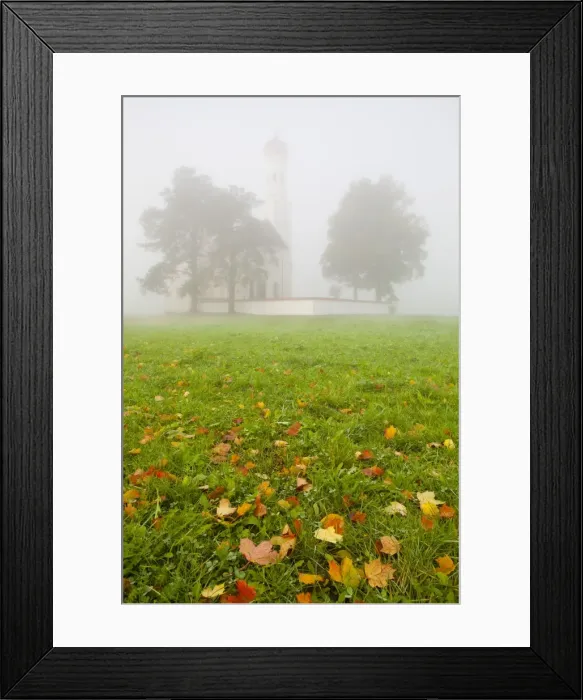 Framed Print : Saint Koloman Church in fog, near Fussen, Bavaria, Germany, Europe Framed Print : Saint Koloman Church in fog, near Fussen, Bavaria, Germany, Europe