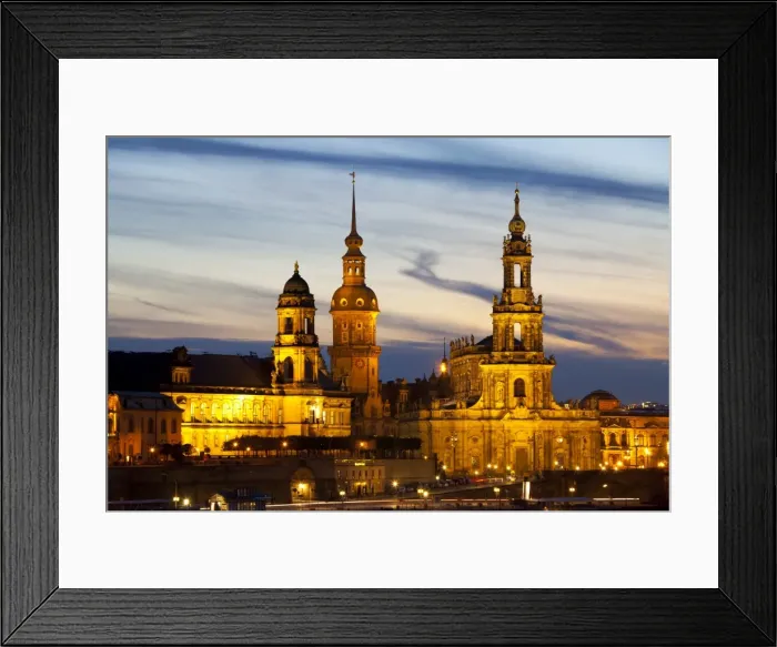 Framed Print : View of the Historic Centre of Dresden at night, Saxony, Germany, Europe Framed Print : View of the Historic Centre of Dresden at night, Saxony, Germany, Europe