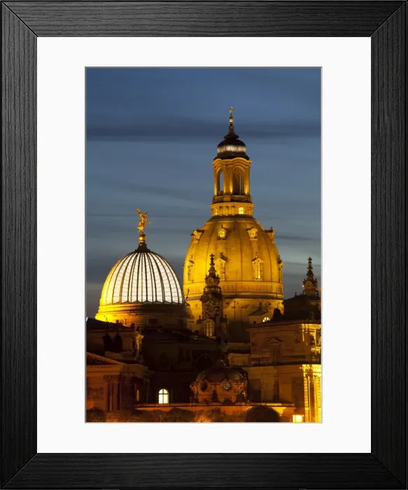 Framed Print : View of the dome of the Frauenkirche at night, Dresden, Saxony, Germany, Europe Framed Print : View of the dome of the Frauenkirche at night, Dresden, Saxony, Germany, Europe
