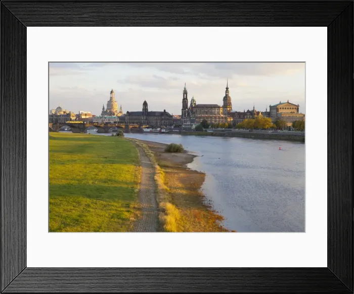 Framed Print : Historic Center of Dresden and the Elbe River at sunset, Saxony, Germany, Europe Framed Print : Historic Center of Dresden and the Elbe River at sunset, Saxony, Germany, Europe