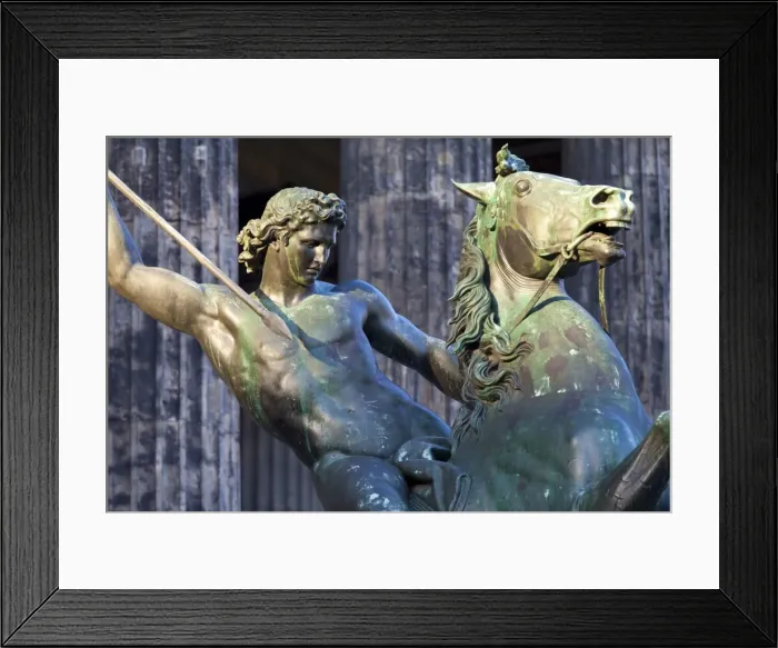Framed Print : Statue of a rider on a horse in front of the Altes Museum, Berlin, Germany, Europe Framed Print : Statue of a rider on a horse in front of the Altes Museum, Berlin, Germany, Europe