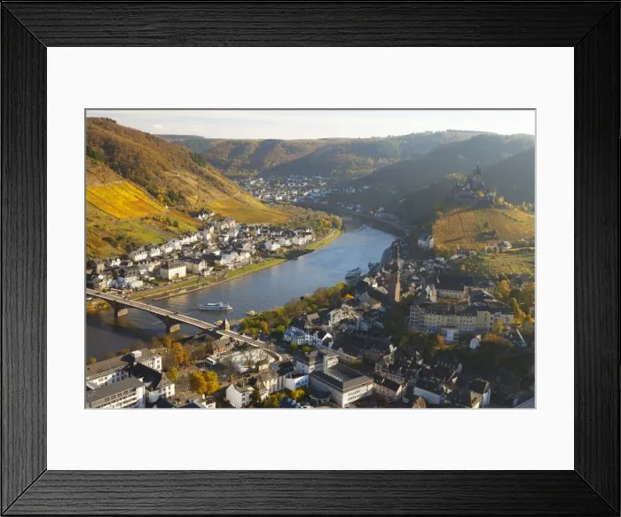 Framed Print : View over Cochem and the Mosel River in autumn, Cochem, Rheinland-Pfalz (Rhineland-Palatinate), Germany, Europe Framed Print : View over Cochem and the Mosel River in autumn, Cochem, Rheinland-Pfalz (Rhineland-Palatinate), Germany, Europe