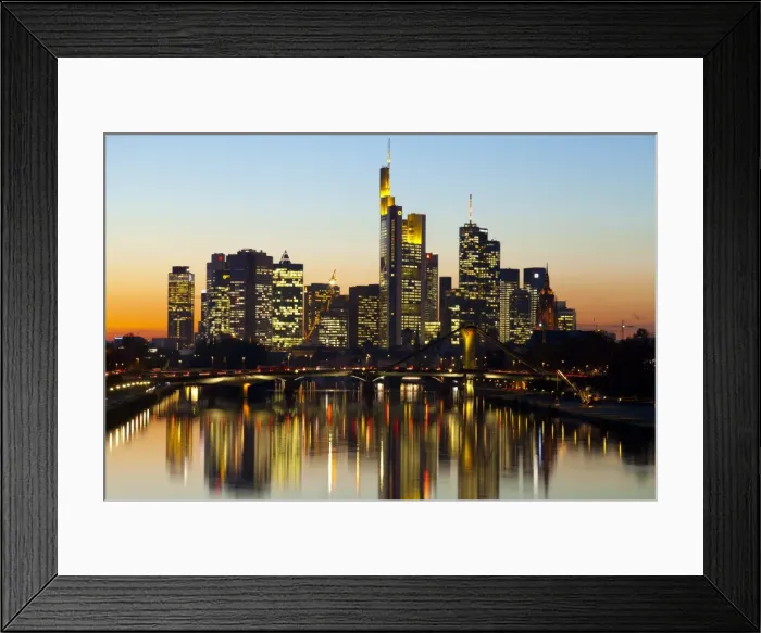 Framed Print : Frankfurt skyline at dusk, Frankfurt, Hesse, Germany, Europe Framed Print : Frankfurt skyline at dusk, Frankfurt, Hesse, Germany, Europe