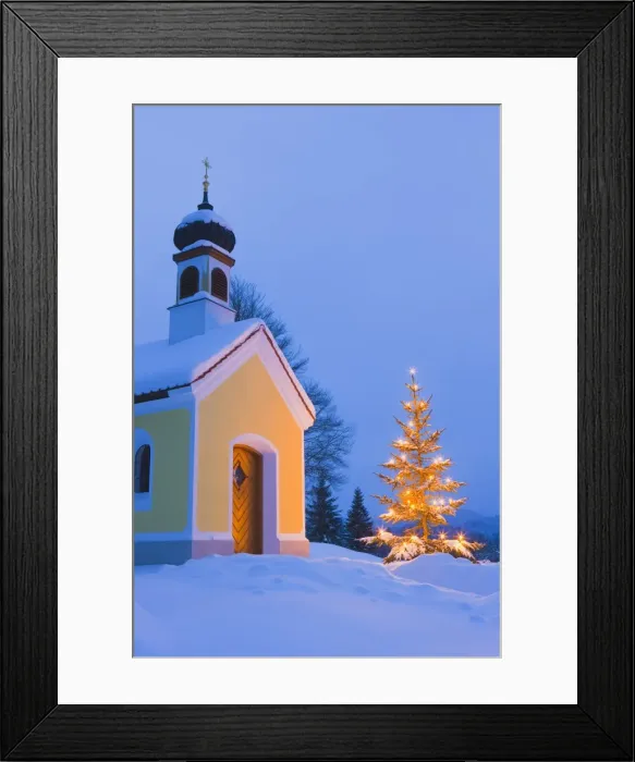 Framed Print : Chapel with Christmas Tree in Winter near Krun, Garmisch-Partenkirchen, Bavaria, Germany, Europe Framed Print : Chapel with Christmas Tree in Winter near Krun, Garmisch-Partenkirchen, Bavaria, Germany, Europe